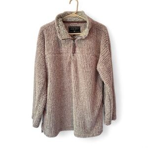 True Grit American Outdoor Co Mens Med Sherpa Fleece 1/4 Zip Pullover Gray Cozy